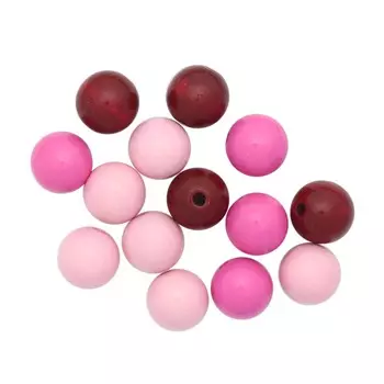 61656051 Бусины дерево, розовый микс,15 мм, упак./14 шт., Glorex