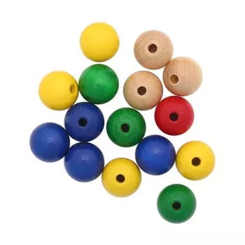 61656057 Бусины дерево, мультиколор, 15 мм, 14 шт., Glorex