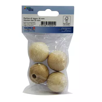 61657035 Деревянные шарики SGS-COC-003077 FSC-100%, 35 мм, упак./4 шт., Glorex