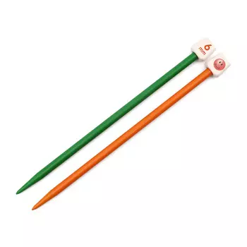 61663/04 Спицы вязальные прямые детские 6,00мм*18см, пластик, цветные, 2шт PONY