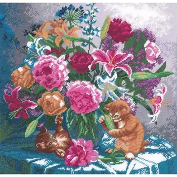 616 Набор для вышивания Hobby&amp;Pro 'Лилии и пионы', 33*33,5 см