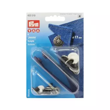 622210 Непришивные пуговицы Джинс (латунь) American Star 17мм, цв. старое серебро Prym