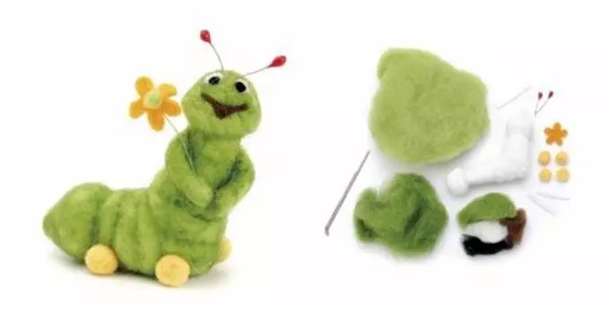 62905914 Набор для валяния (пенопласт, игла, шерсть и фурнитура) Гусеница Glorex