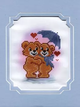 62/БП Набор для вышивания с бисером и паспарту 'Матренин посад' 'Мишки', 24*26 см