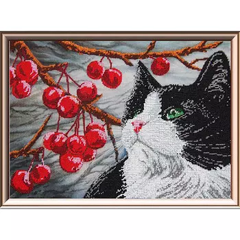 63003 Набор для вышивания бисером Astrea 'Кот и вишня', 28х40 см