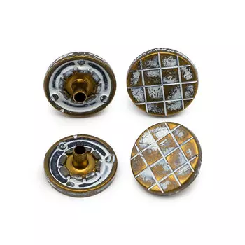 63400 Кнопка 5/15 'клетка' металл, белая латунь ГР