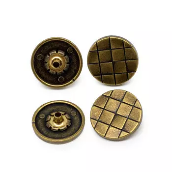 63416 Кнопка 5/19 лат цв.мет 'клетка' (А) 19мм