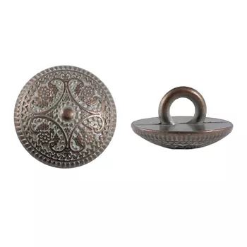 63471 Пуговица на ножке д-11мм. бел.медь 'узор'