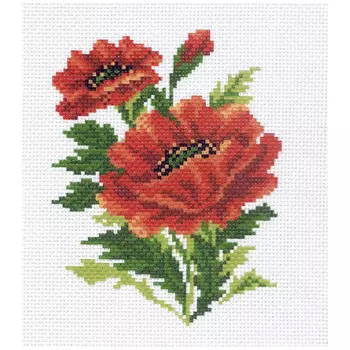 636-1 Канва с рисунком Матренин посад 'Маки' 16*20 см (10*12 см)