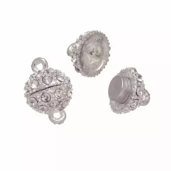 63714008 Магнитная застежка с кристаллом 1шт 13мм, серебро Glorex