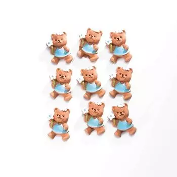 63805450 Декоративный элемент 'Медвежата', (полирезин), голубой, 2*1,5 см, упак./9 шт., Glorex