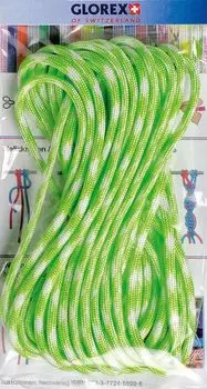 64000 Шнур Paracord 2x4мм, 5м Glorex (119 ярко-зеленый с белым узором)