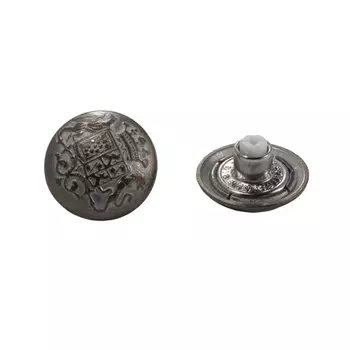 64298 Пуговица джинс. д-20мм, 'Герб', латунь/серебро ГР