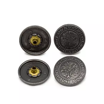 64305 Кнопка 5/20мм, 'Герб', темное серебро ГР