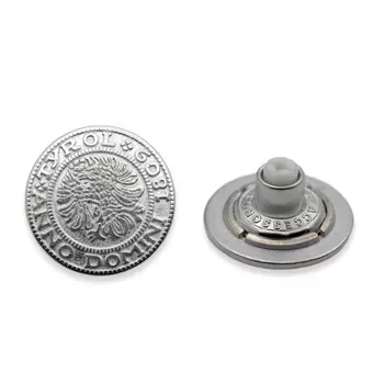 64341 Пуговица джинс. д-20мм, 'Герб', серебро ГР