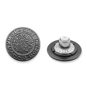 64345 Пуговица джинс. д-20мм, 'Герб', т.серебро ГР