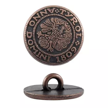64391 Пуговица на ножке 15мм. т.медь 'герб'