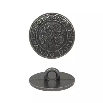 64393 Пуговица на ножке 15мм. т.сереб. 'герб'