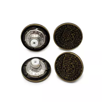 64510 Пуговица джинс. д-17мм, 'Печать', латунь ГР