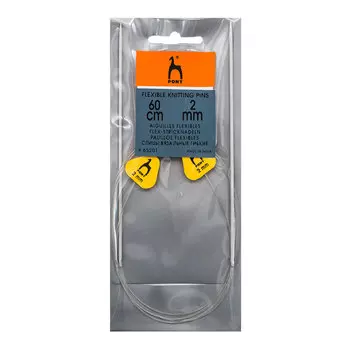 65201 Спицы вязальные гибкие с фиксатором 2,00мм*60см, алюм., 2шт PONY