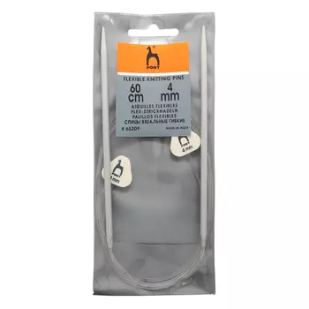 65209 Спицы вязальные гибкие с фиксатором 4,00мм*60см, алюм., 2шт PONY