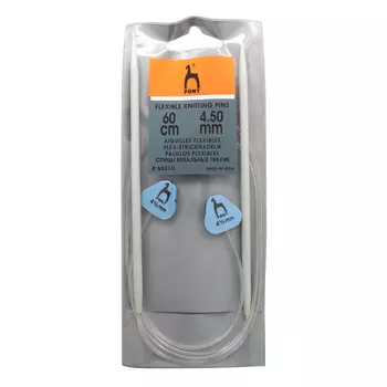 65210 Спицы вязальные гибкие с фиксатором 4,50мм*60см, алюм., 2шт PONY