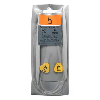 65267 Спицы вязальные гибкие с фиксатором 8,00мм*60см, пластик, 2шт PONY