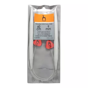 65268 Спицы вязальные гибкие с фиксатором 9,00мм*60см, пластик, 2шт PONY