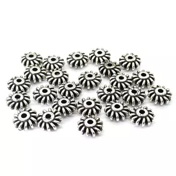 6626 Бусины под металл, 18*8 мм, упак./25 шт., 'Астра' (ст.серебро)