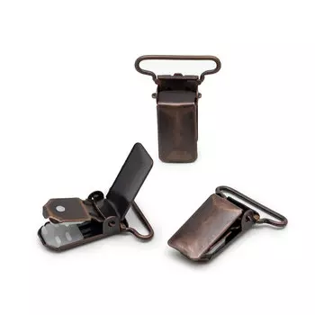 6638 Зажим д/подтяжек 25мм металл, медь ГР