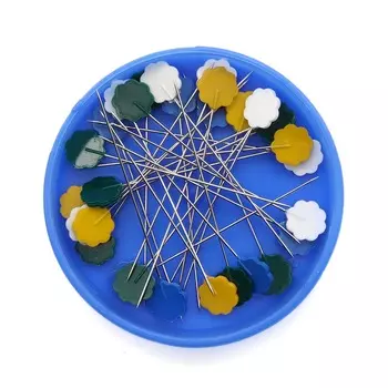 67701 Булавки с цветной головкой в форме цветка 0,53мм/53мм, сталь/пластик, 5гр PONY