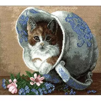 677 Набор для вышивания Hobby&amp;Pro 'Кот в кувшине', 27*22 см