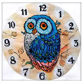 68003 Набор для вышивания бисером Astrea 'Часы-Сказочная сова' 30х30см