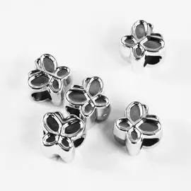 6941 Бусины под металл гладкие, 10*10*8 мм, упак./15 шт., 'Астра' (серебро)