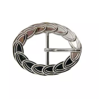 69490 Пряжка 29мм металл овальная с 'листочками', никель ГР