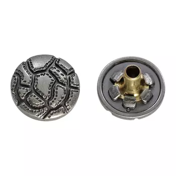 69584 Кнопка 5/12 т.сереб. мет.BRASS 'панцирь'