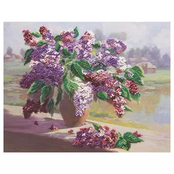 7001 Набор для вышивания в смешанной технике 'Матренин Посад' 'Сирень', 28*38 см