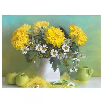 7004 Набор для вышивания в смешанной технике 'Матренин Посад' 'Желтые хризантемы', 32*40 см