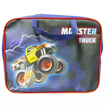 70104 Папка-сумка с ручкой Монстр трак blue, формат А4, текстильная, увеличенная боковина 75мм