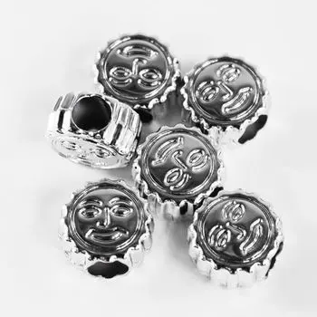 7014 Бусины под металл гладкие, 12*7 мм, упак./15 шт., 'Астра' (серебро)