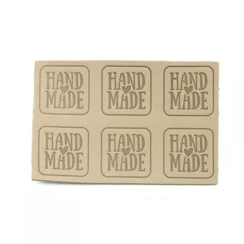 7050 Аппликации из кожи пришивные Hand Made 3*3см (6шт), 100% кожа (41 бежевый)