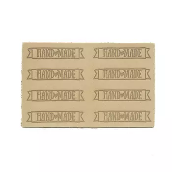 7054 Аппликации из кожи пришивные Hand Made 4,4*1,4см (8шт), 100% кожа (41 бежевый)