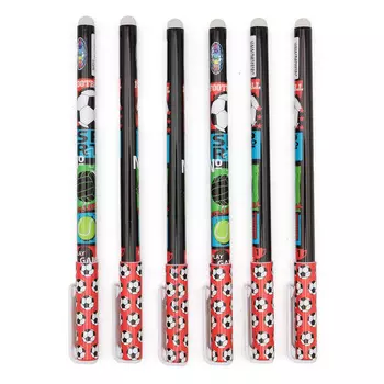 70815 Набор ручек гелевых 0,5 мм со стираемыми чернилами 'Футбол' цвет чернил синий, 6 шт