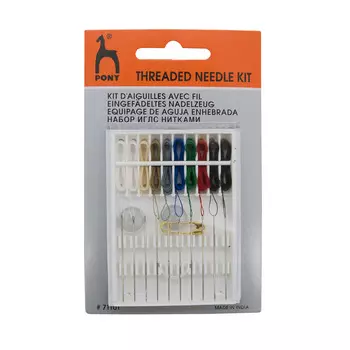 71101 Набор игл с нитками, упак./10 игл, 2 пуг.,1 бул., PONY