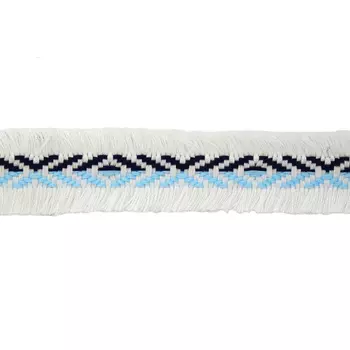 721 Тесьма с бахромой (двусторонняя) 2,5см*10ярд (9,14м) (белый/черный/голубой)