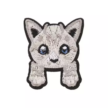 7291876 Термоаппликация котёнок с лапками 4*3,3см, серый