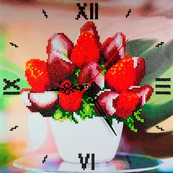 7303016 Алмазные часы Колор Кит 'Клубника в шоколаде' 30*30см