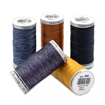 731323 Набор швейных нитей джинс (3 шт супер крепкой нити, 2шт джинсовой нити)