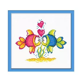 732 Набор для вышивания 'Овен' 'Влюбленные рыбки', 18*15 см