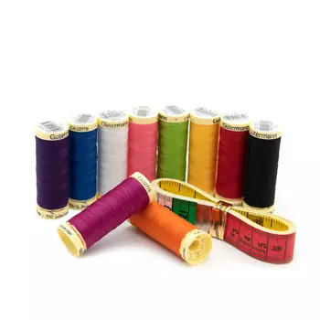 734581 Набор швейных нитей 100м с мерной линейкой, 10 катушек Гутерманн